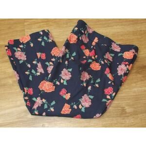 CHICOS Capri CROPPED PANTS - Size 0.5 US 6 - Navy Blue Floral Print